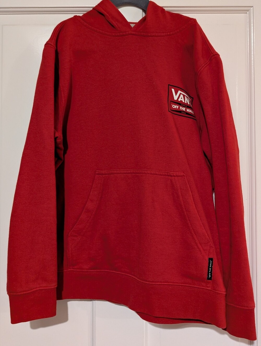 Boys Vans Red Pullover Hoodie with 'Off The Wall' Chest Patch